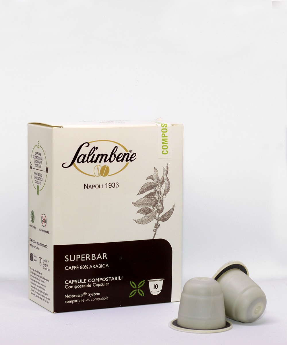 Capsule Compostabili Salimbene Superbar Compatibili sistema NESPRESSO Capsule Compostabili Salimbene Superbar Compatibili sistema NESPRESSO