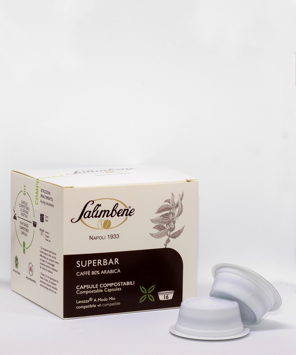 Capsule Compostabili Salimbene Superbar Compatibili sistema LAVAZZA A MODO MIO Capsule Compostabili Salimbene Superbar Compatibili sistema LAVAZZA A MODO MIO